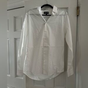 Express White Slim Solid 1MX Dress Shirt